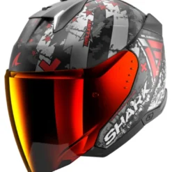 Casco Jet Shark Skwal i3 Jet Hellcat Nero Opaco Chrome Rosso
