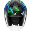 Casco Jet Shark Skwal Jet Pranz Nero Verde Blu Opaco