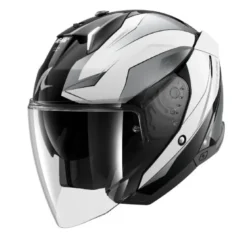 Casco Jet Shark Skwal Mekarium Nero Cromo Bianco