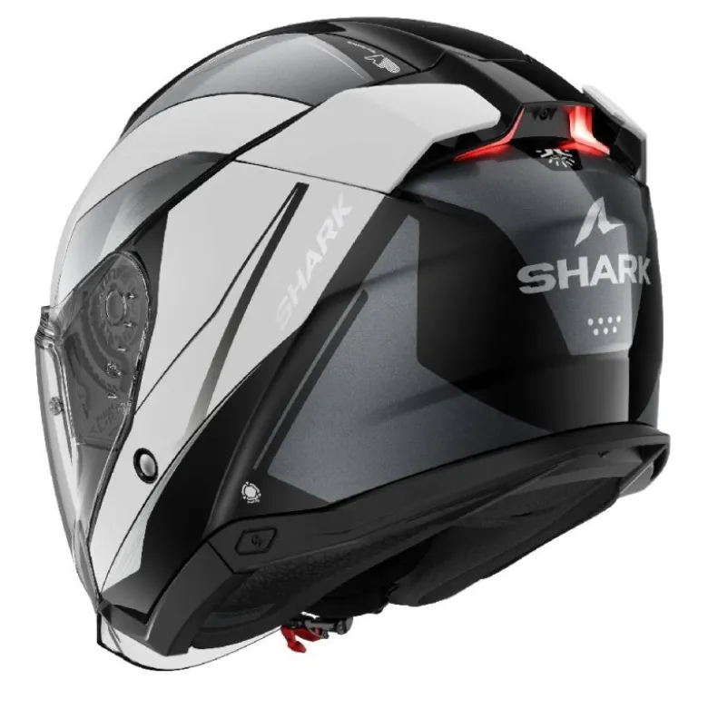 Casco Jet Shark Skwal Mekarium Nero Cromo Bianco