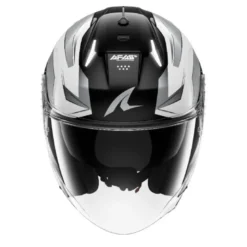 Casco Jet Shark Skwal Mekarium Nero Cromo Bianco