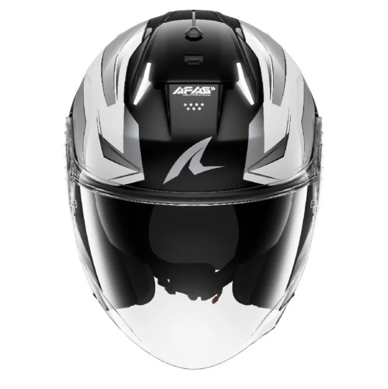 Casco Jet Shark Skwal Mekarium Nero Cromo Bianco