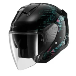 Casco Jet Skwal Reptaia Nero Viola Glitter