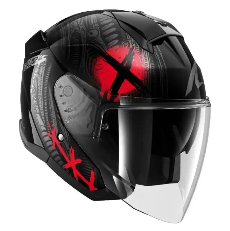 Casco Jet Skwal Shiever Nero Antracite Rosso
