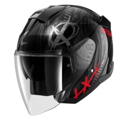 Casco Jet Skwal Shiever Nero Antracite Rosso