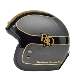 Casco Jet Vintage Bell Custom 500 Carbon 2025 Roland Sands Player Grigio Opaco Nero Oro
