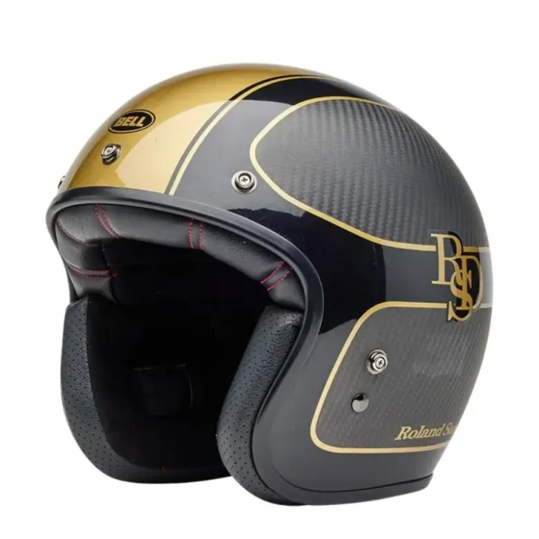Casco Jet Vintage Bell Custom 500 Carbon 2025 Roland Sands Player Grigio Opaco Nero Oro