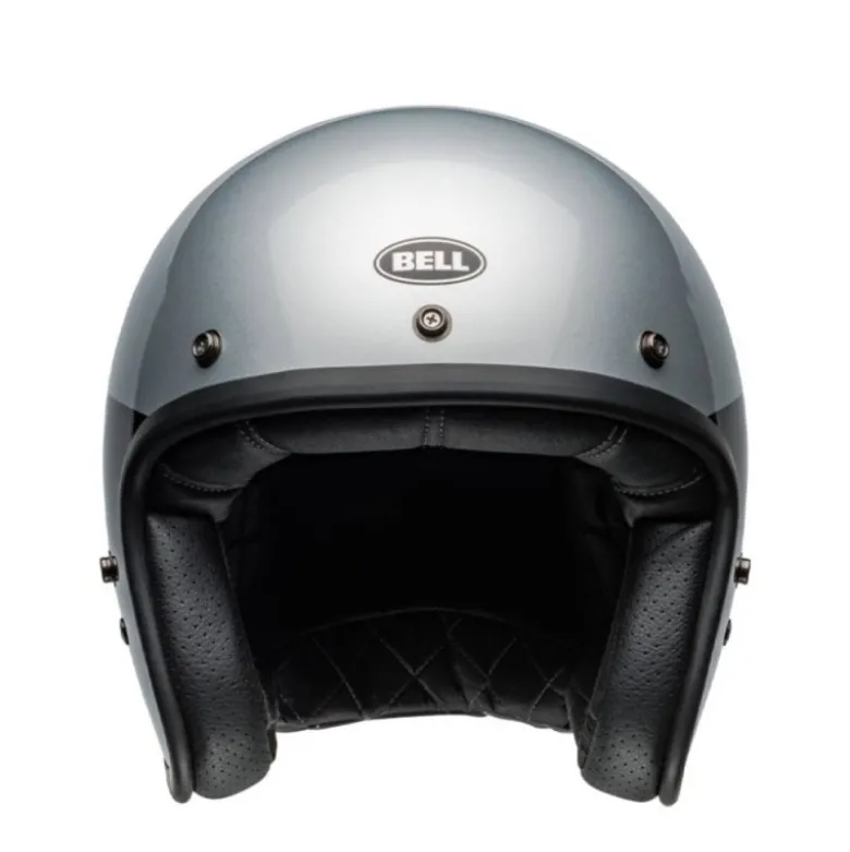Casco Jet Vintage Bell Custom 500 2025 Chassis Argento Nero Lucido