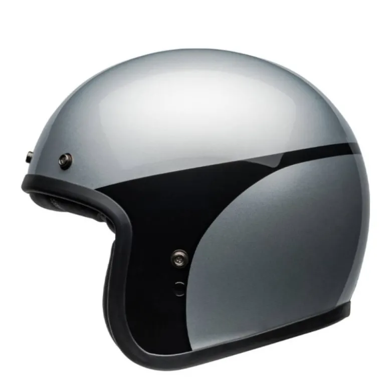 Casco Jet Vintage Bell Custom 500 2025 Chassis Argento Nero Lucido