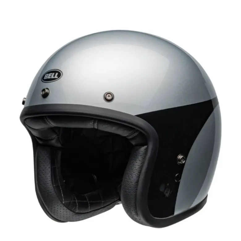 Casco Jet Vintage Bell Custom 500 2025 Chassis Argento Nero Lucido