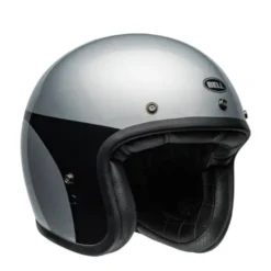 Casco Jet Vintage Bell Custom 500 2025 Chassis Argento Nero Lucido