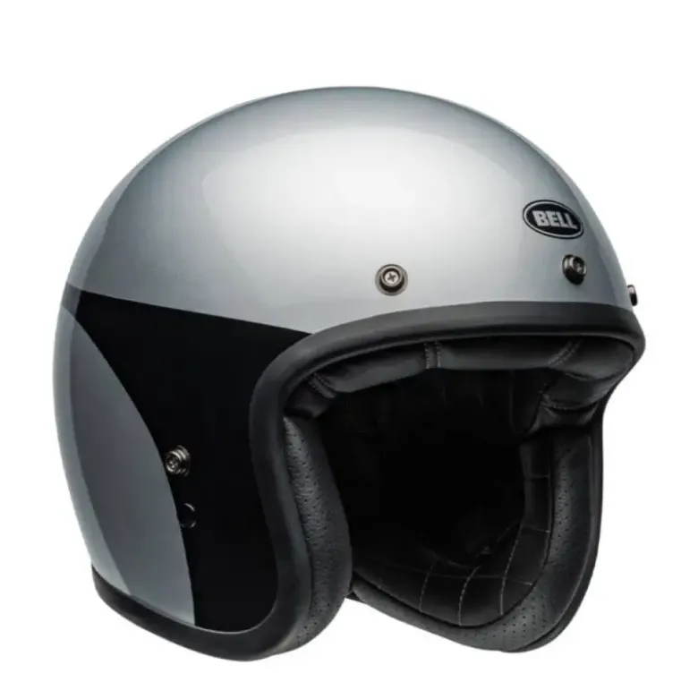Casco Jet Vintage Bell Custom 500 2025 Chassis Argento Nero Lucido