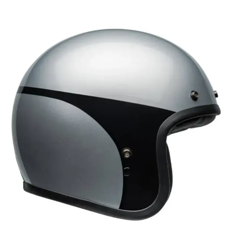Casco Jet Vintage Bell Custom 500 2025 Chassis Argento Nero Lucido