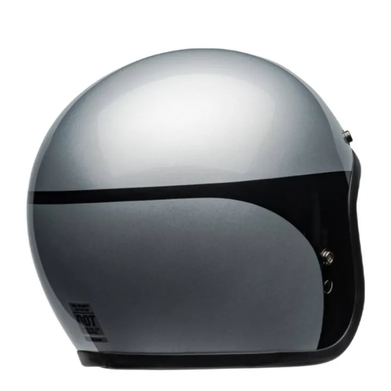Casco Jet Vintage Bell Custom 500 2025 Chassis Argento Nero Lucido