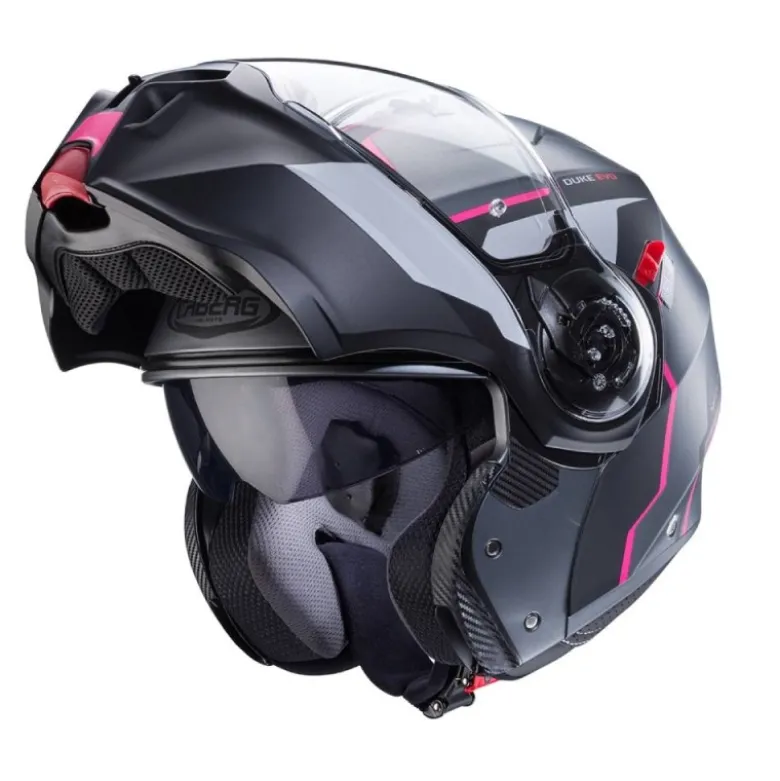 Casco Modulare Caberg Duke Evo Move Antracite Opaco Nero Fucsia