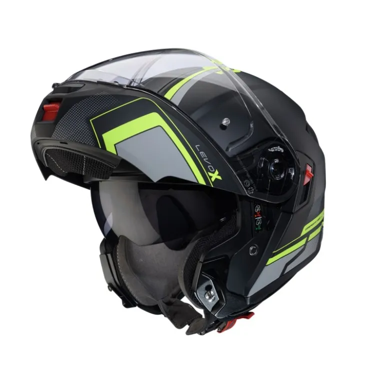 Casco Modulare Caberg Levo X Elite Nero Opaco Grigio Giallo Fluo