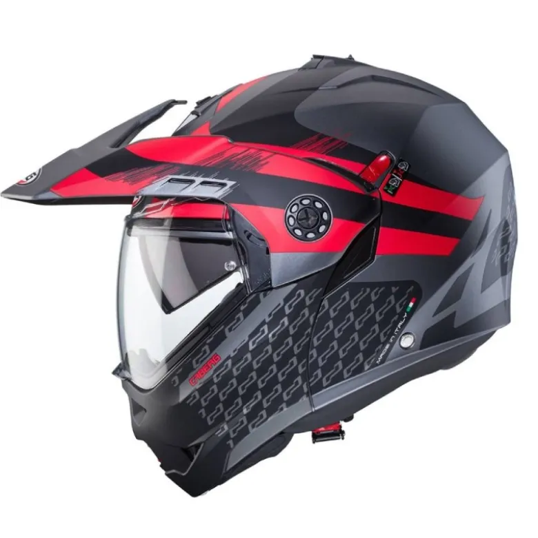 Casco Modulare Caberg Tourmax X Sarabe Antracite Opaco Nero Rosso