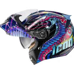 Casco Modulare Icon Threshold Synthwave Lazer Cobra Blu