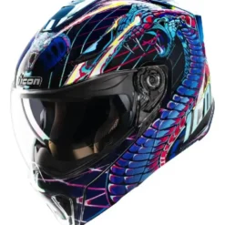 Casco Modulare Icon Threshold Synthwave Lazer Cobra Blu
