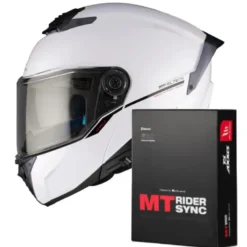 Casco Modulare Mt Helmets con Interfono MT-Rider Fu404Sv Atom 2 Sv Solid Lucido Bianco