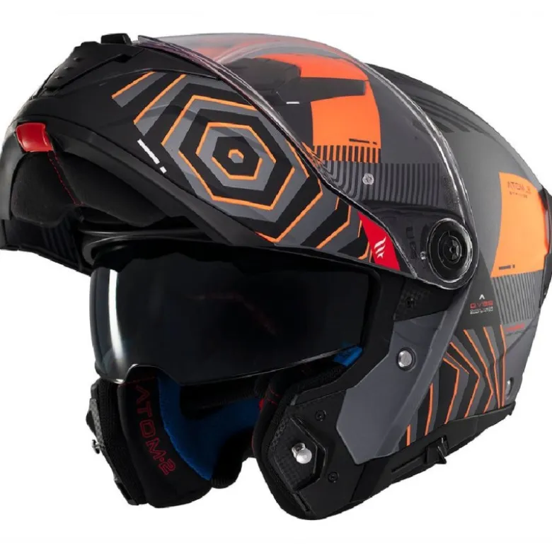 Casco Modulare Mt Helmets con Interfono Mt-Rider Fu404Sv Atom 2 Sv Strange Opaco