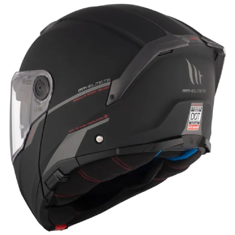 Casco Modulare Mt Helmets con Interfono Mt-Rider Fu404Sv Atom 2 Sv Solid Opaco Nero