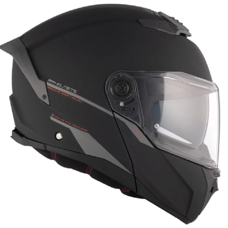Casco Modulare Mt Helmets con Interfono Mt-Rider Fu404Sv Atom 2 Sv Solid Opaco Nero