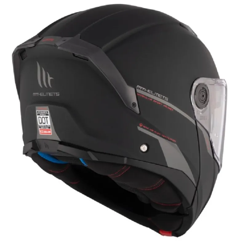 Casco Modulare Mt Helmets con Interfono Mt-Rider Fu404Sv Atom 2 Sv Solid Opaco Nero
