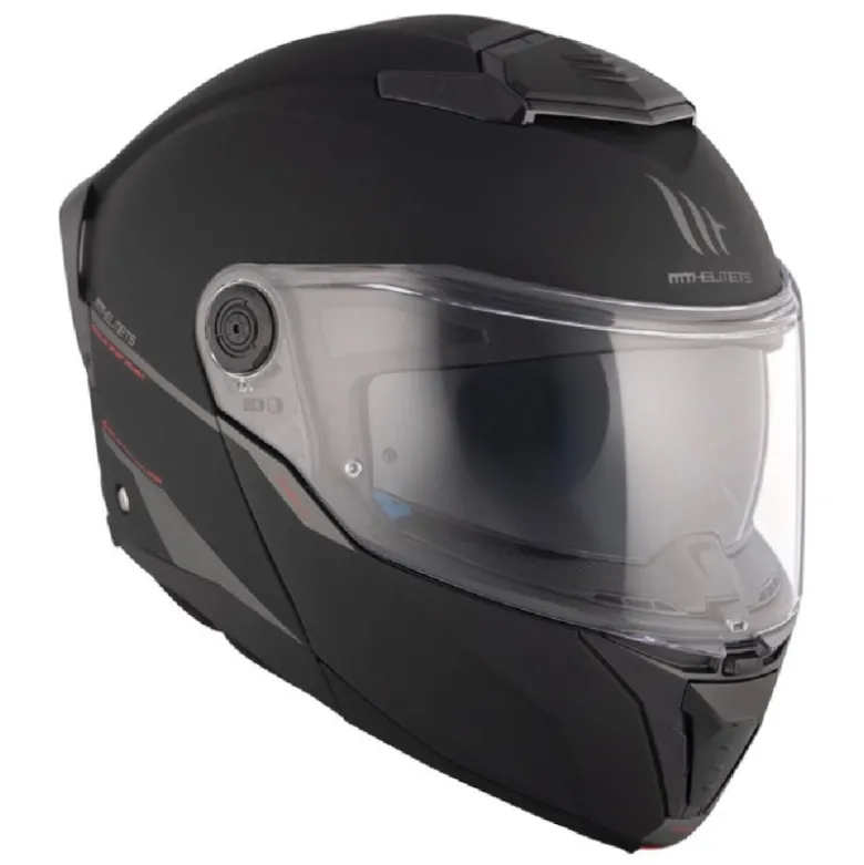 Casco Modulare Mt Helmets con Interfono Mt-Rider Fu404Sv Atom 2 Sv Solid Opaco Nero