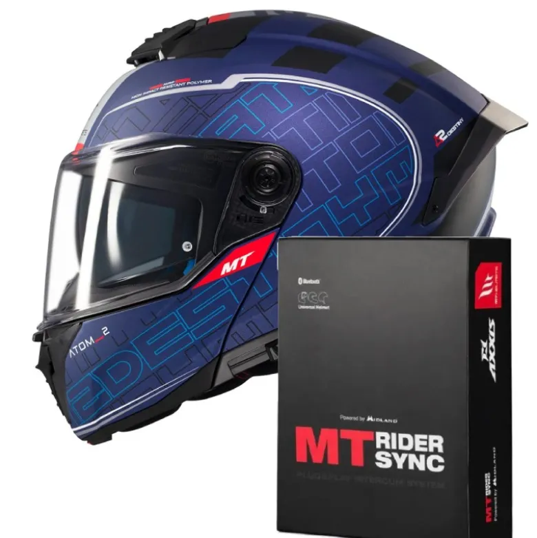 Casco Modulare Mt Helmets con Interfono Mt-Rider Fu404Sv tom 2 Sv Destiny Opaco