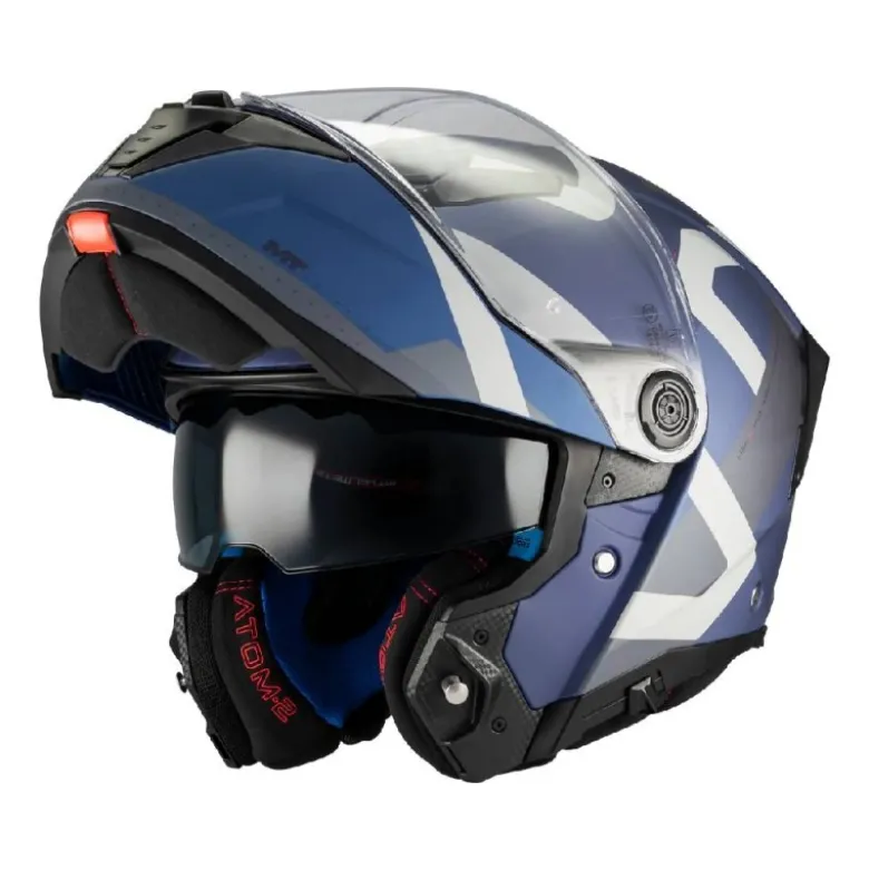 Casco Modulare Mt Helmets Fu404Sv Atom 2 C2 Sv Dexter Grigio Viola Bianco Opaco