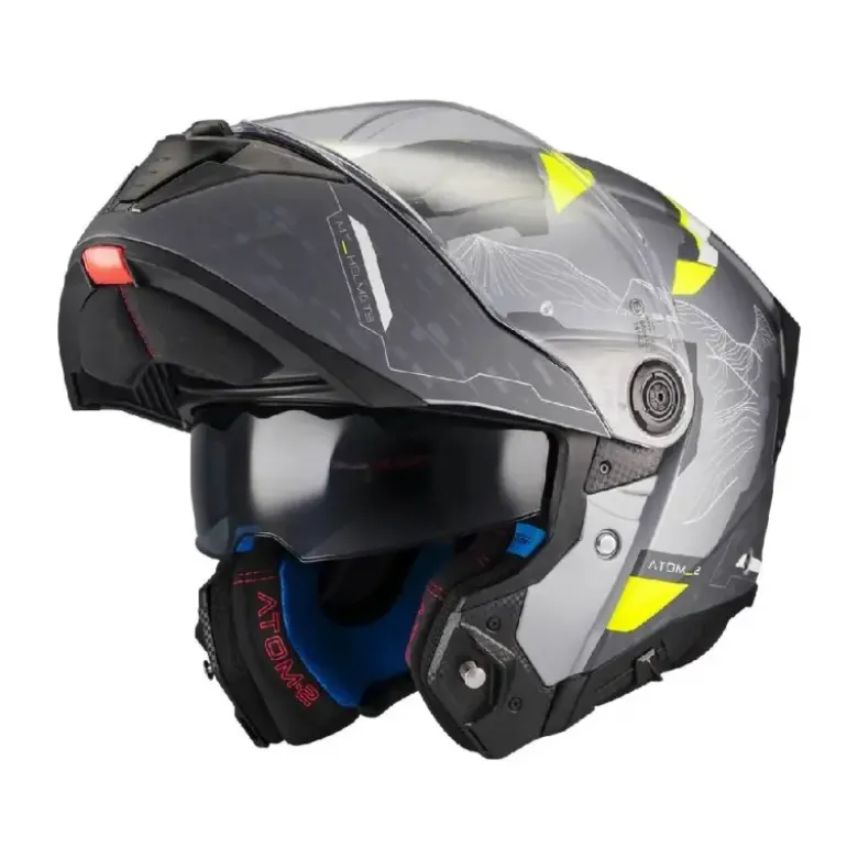 Casco Modulare Mt Helmets Fu404Sv Atom 2 E2 Sv Highlands Grigio Giallo Opaco