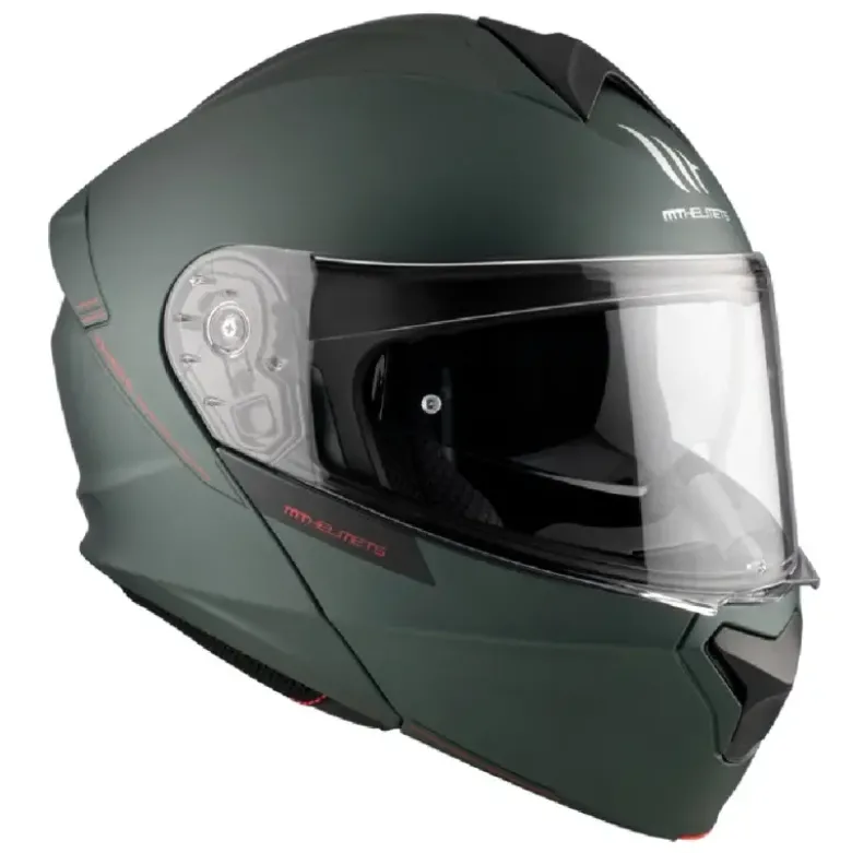 Casco Modulare Mt Helmets Fu935Sv Genesis Sv Solid A6 Opaco Verde Opaco