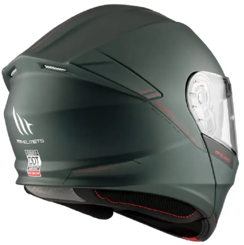Casco Modulare Mt Helmets Fu935Sv Genesis Sv Solid A6 Opaco Verde Opaco