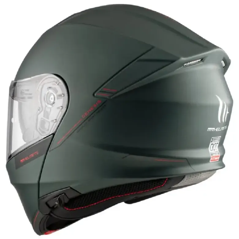 Casco Modulare Mt Helmets Fu935Sv Genesis Sv Solid A6 Opaco Verde Opaco