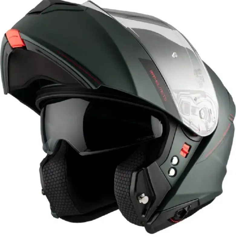 Casco Modulare Mt Helmets Fu935Sv Genesis Sv Solid A6 Opaco Verde Opaco