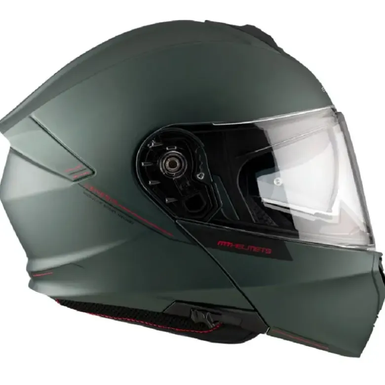 Casco Modulare Mt Helmets Fu935Sv Genesis Sv Solid A6 Opaco Verde Opaco