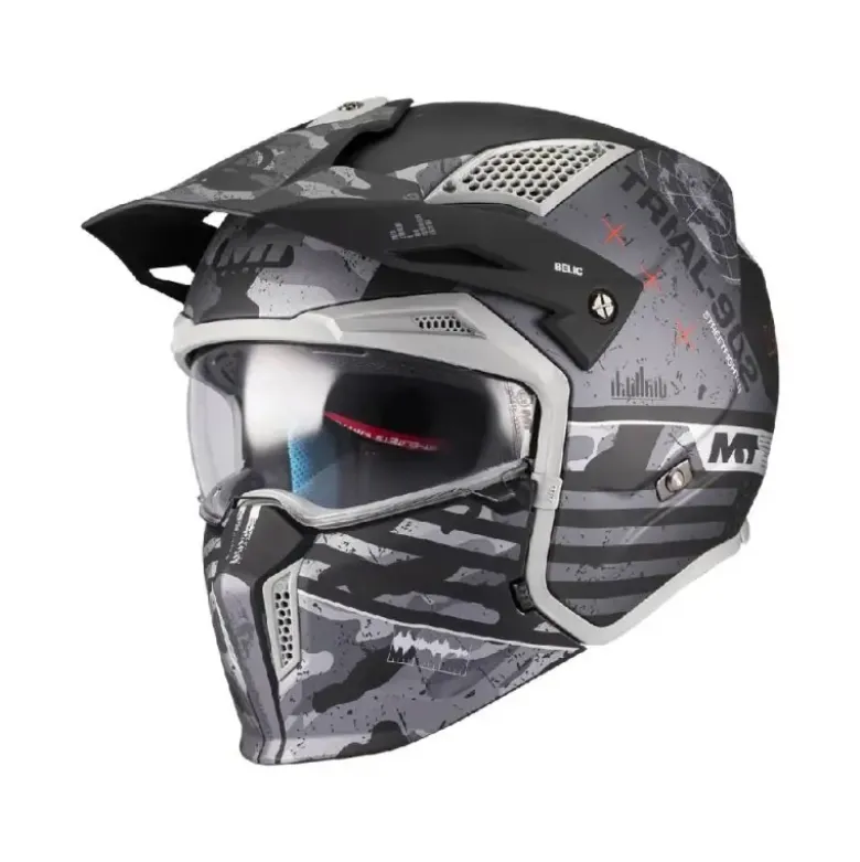 Casco Modulare Mt Helmets Tr902B Sv Streetfighter B2 Sv S Belic Grigio Nero Opaco