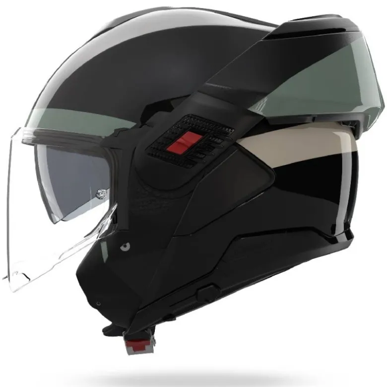 Casco Modulare Nolan N120-1 Blocco 358 Nero Antracite Verde Grigio Avorio Lucido