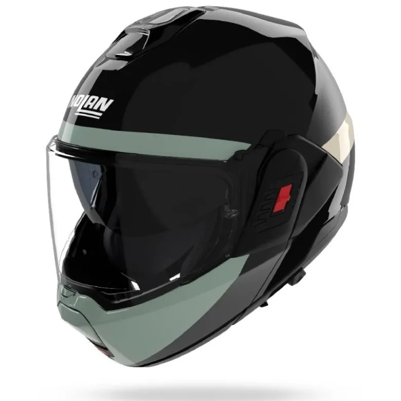Casco Modulare Nolan N120-1 Blocco 358 Nero Antracite Verde Grigio Avorio Lucido