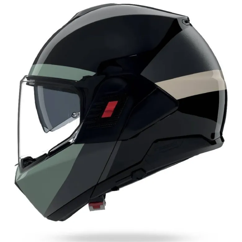 Casco Modulare Nolan N120-1 Blocco 358 Nero Antracite Verde Grigio Avorio Lucido