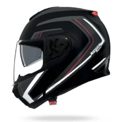 Casco Modulare Nolan N100-6 Radiante 357 Nero Argento Rosso Opaco