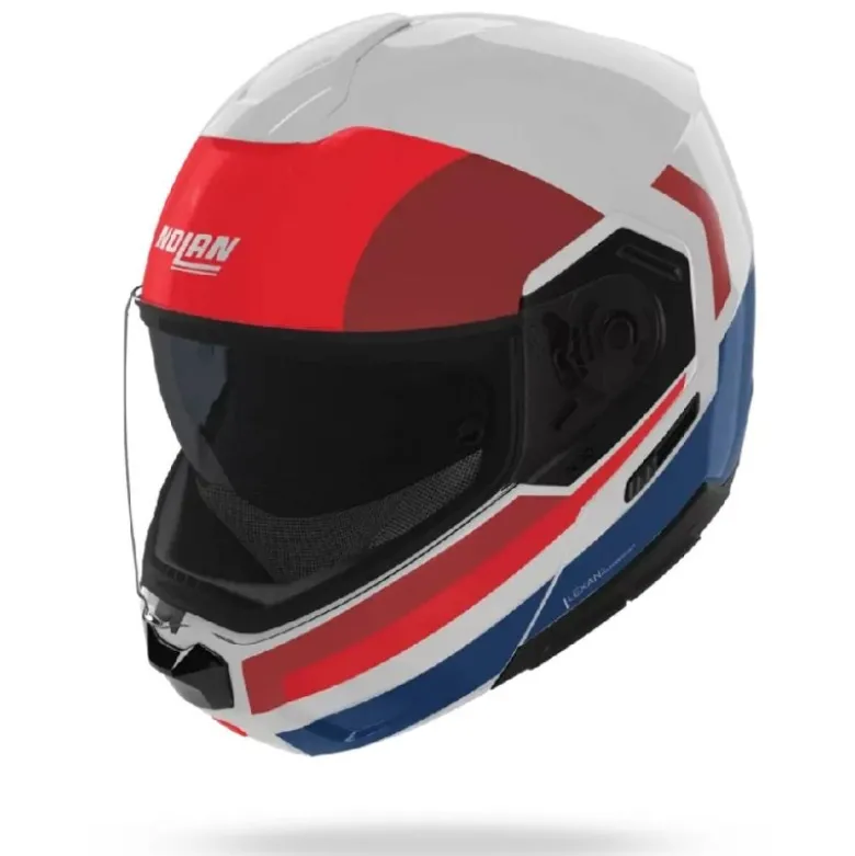 Casco Modulare Nolan N90-3 06 Roboto 345 Bianco Rosso Blu