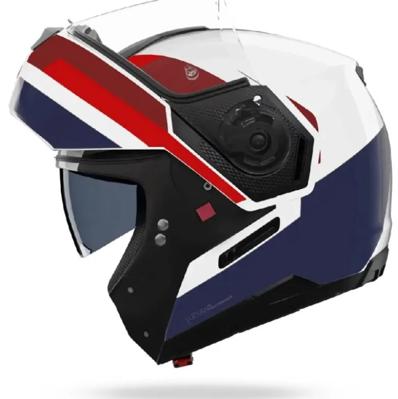 Casco Modulare Nolan N90-3 06 Roboto 345 Bianco Rosso Blu