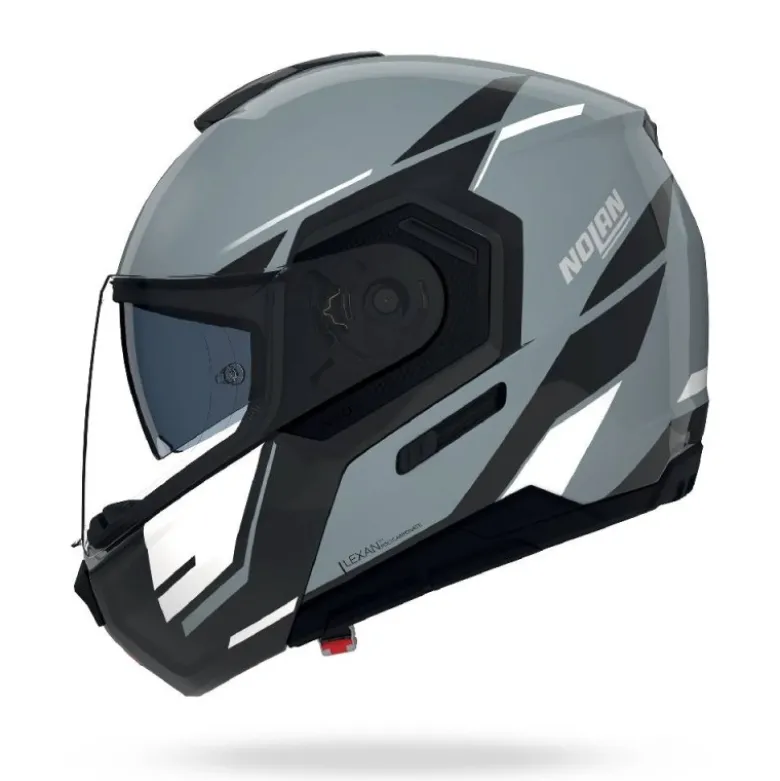 Casco Modulare Nolan N90-3 06 Sincrono 352 Grigio Nero Bianco Lucido