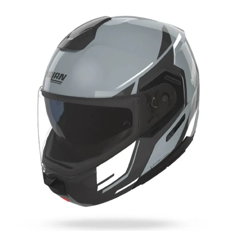 Casco Modulare Nolan N90-3 06 Sincrono 352 Grigio Nero Bianco Lucido