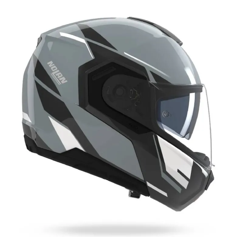Casco Modulare Nolan N90-3 06 Sincrono 352 Grigio Nero Bianco Lucido
