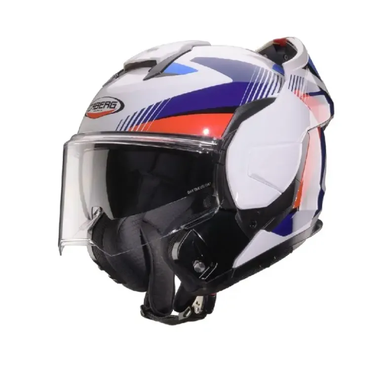 Casco Modulare Reversibile Caberg Trip Lunar Bianco Rosso Blu Azzurro Lucido