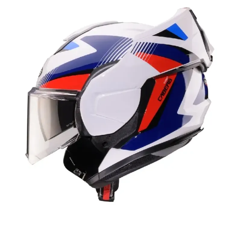 Casco Modulare Reversibile Caberg Trip Lunar Bianco Rosso Blu Azzurro Lucido