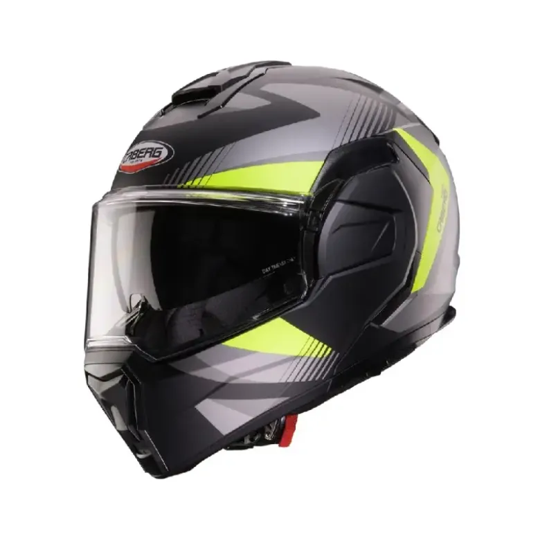 Casco Modulare Reversibile Caberg Trip Lunar Nero Grigio Giallo Fluo Opaco